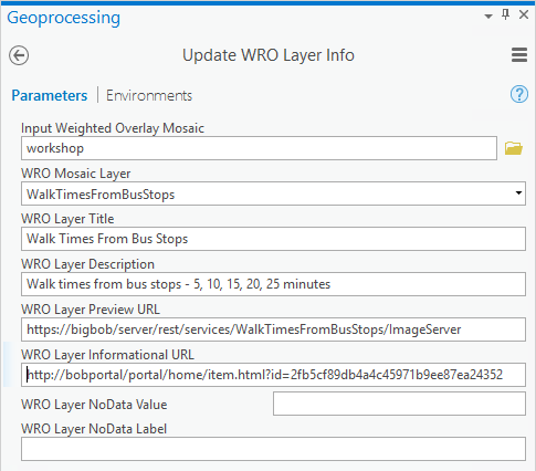 Update WRO Layer Info